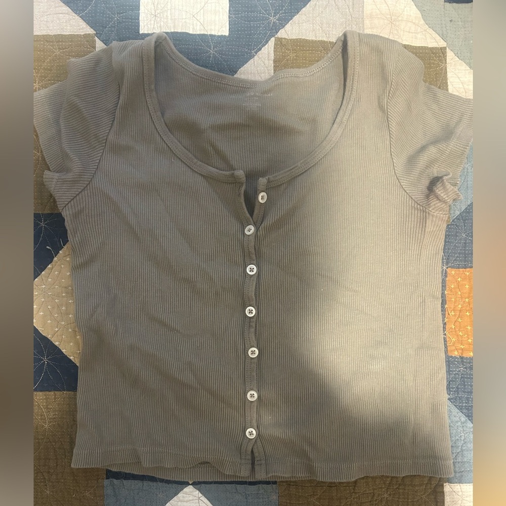 Brandy Melville Button Tee in Brown